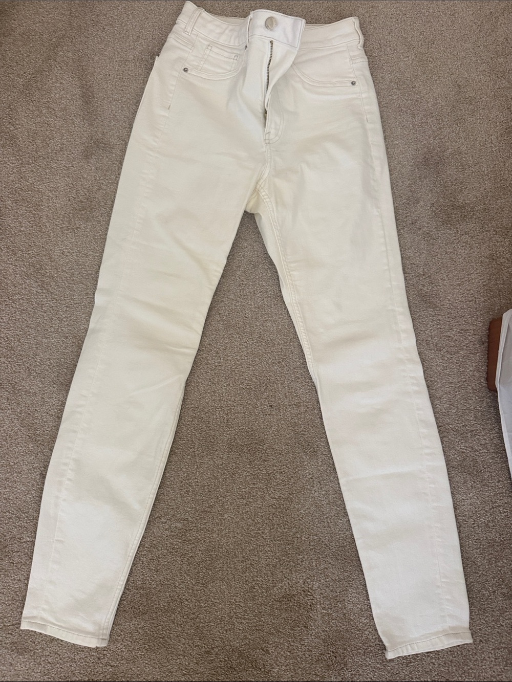 H&M Cream High-Waist Skinny Jeans